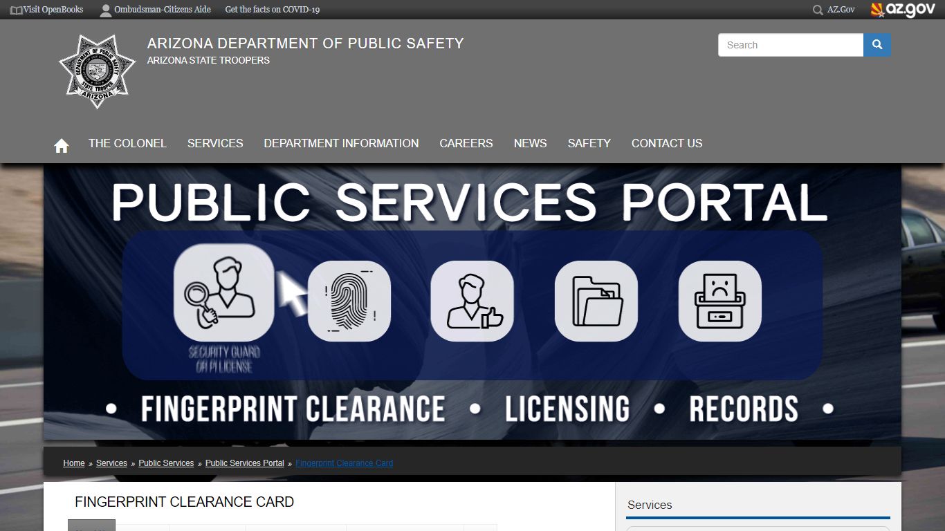 Fingerprint Clearance Card | Arizona Department of Public Safety